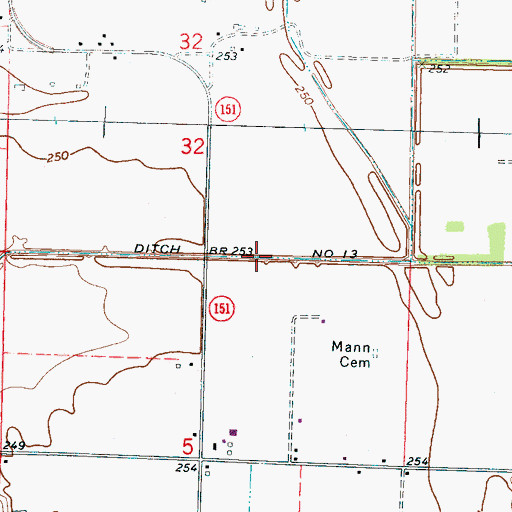 Topographic Map of Ditch Number 13, AR