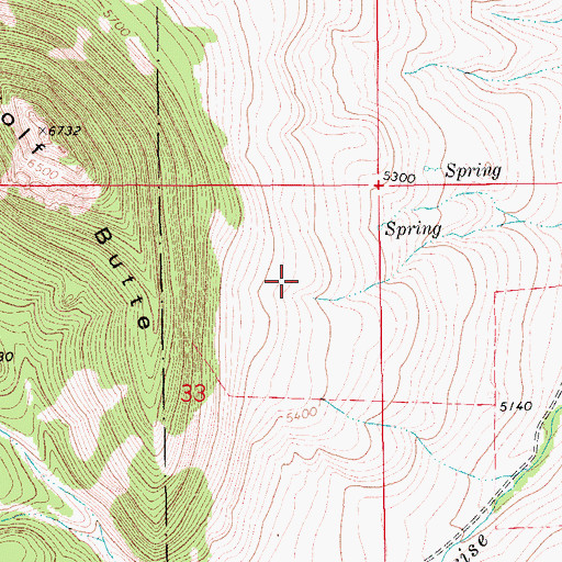 Topographic Map of 16N10E33AA__01 Spring, MT