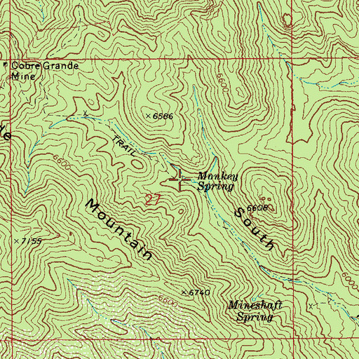 Topographic Map of Monkey Spring, AZ
