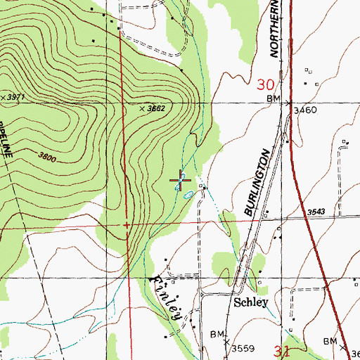 Topographic Map of 16N19W30CDBC01 Well, MT