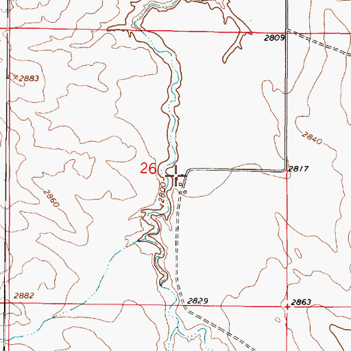 Topographic Map of 16N46E26DBBA01 Well, MT