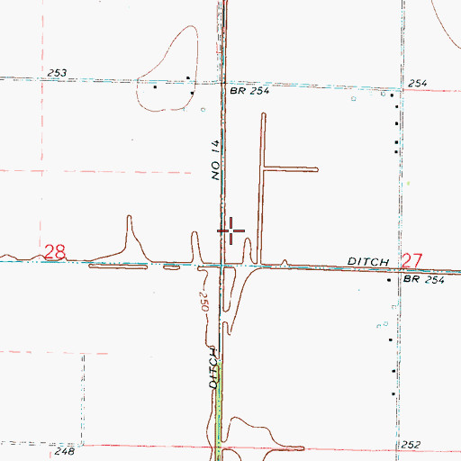 Topographic Map of Ditch Number 14, AR