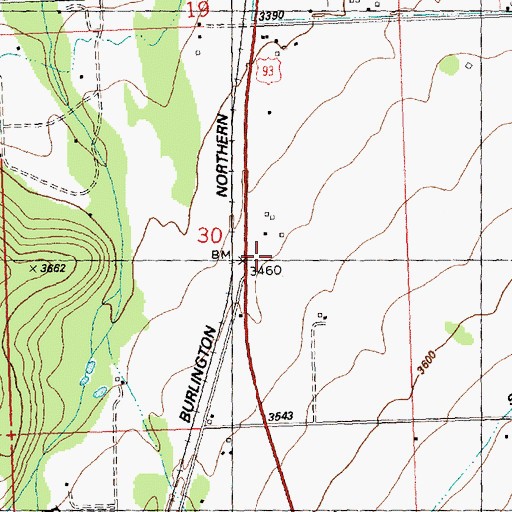 Topographic Map of 16N19W30DBA_01 Well, MT