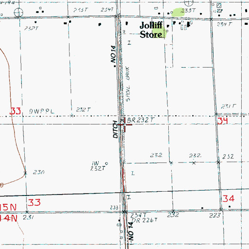 Topographic Map of Ditch Number 14, AR