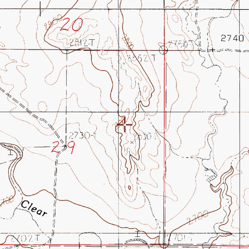 Topographic Map of 16N52E29DBA_01 Well, MT