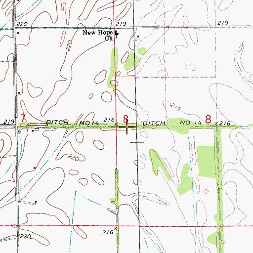Topographic Map of Ditch Number 14, AR