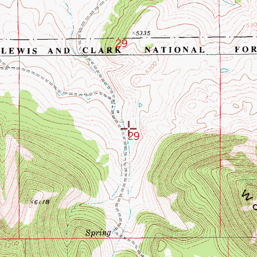 Topographic Map of 16N10E29AC__01 Spring, MT