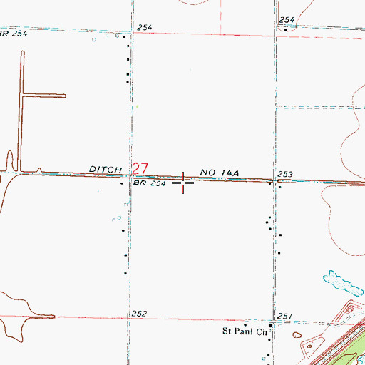 Topographic Map of Ditch Number 14a, AR