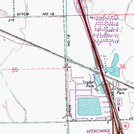 Topographic Map of Ditch Number 15, AR