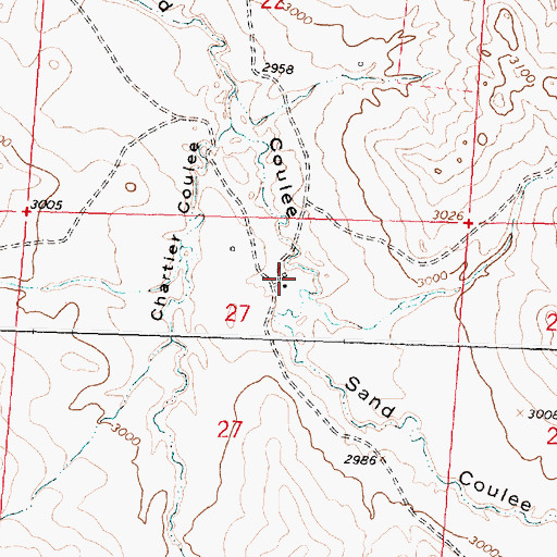 Topographic Map of 16N32E27ABDB01 Well, MT