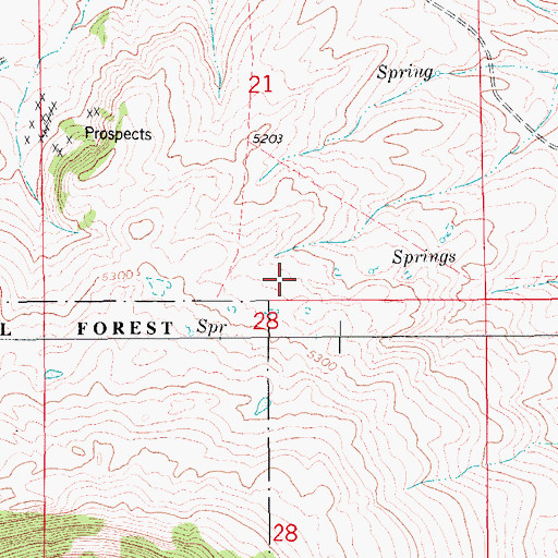 Topographic Map of 16N10E21DC__01 Spring, MT