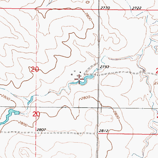 Topographic Map of 16N46E20DAAB01 Well, MT