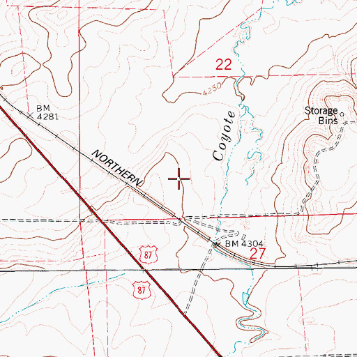 Topographic Map of 16N12E22CA__01 Well, MT
