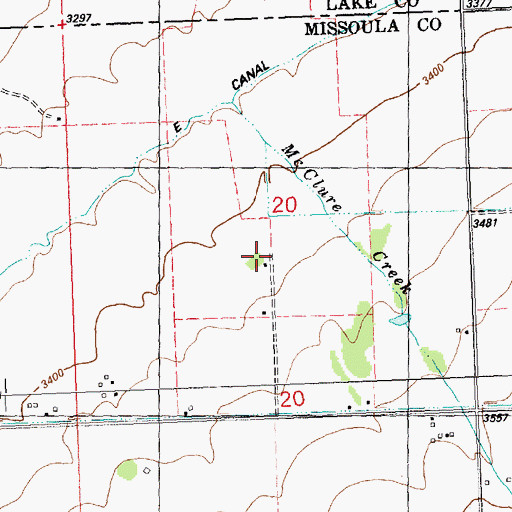 Topographic Map of 16N19W20CAAD01 Well, MT