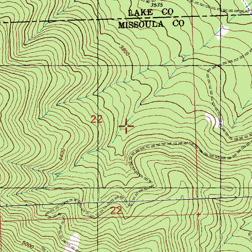 Topographic Map of 22N20W36BBAB01 Well, MT