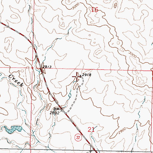 Topographic Map of 16N40E21BAAB01 Well, MT