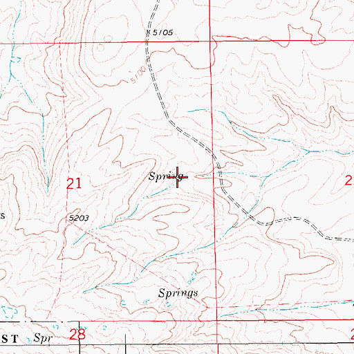 Topographic Map of 16N10E21AD__01 Spring, MT