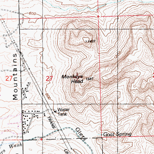 Topographic Map of Monkeys Head, AZ