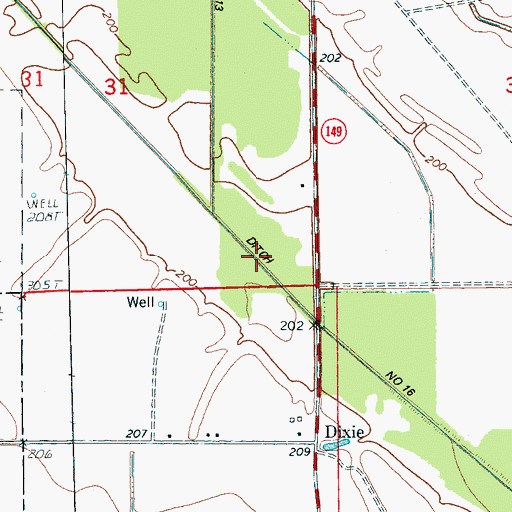 Topographic Map of Ditch Number 16, AR