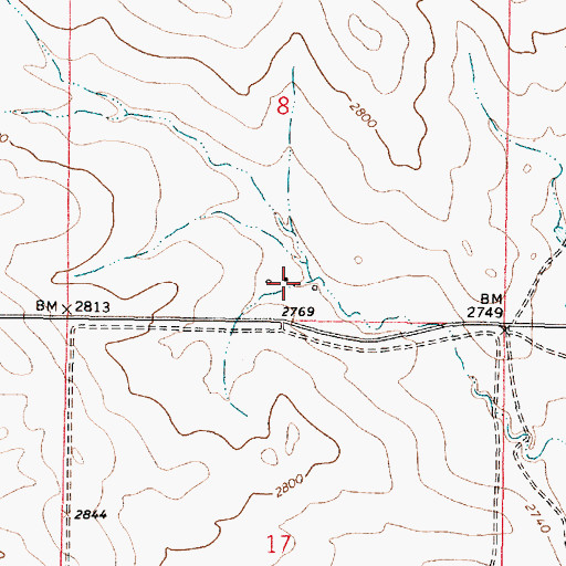 Topographic Map of 16N42E08DCCB01 Well, MT