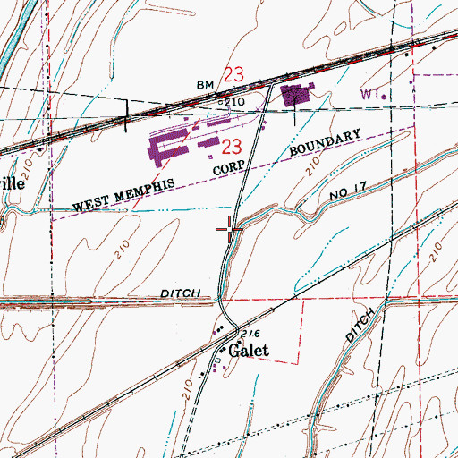 Topographic Map of Ditch Number 17, AR