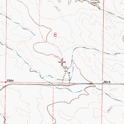 Topographic Map of 16N44E08DCBA01 Well, MT