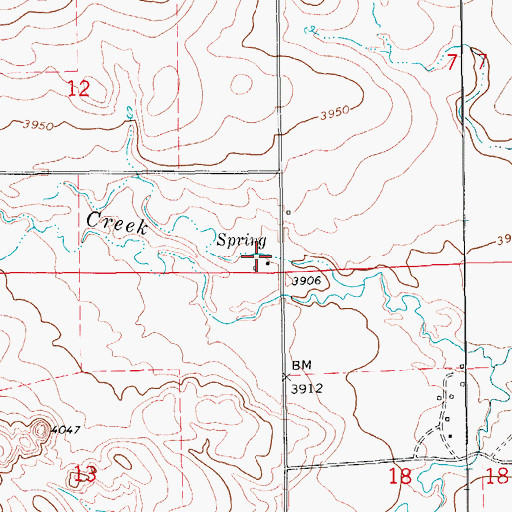 Topographic Map of 16N13E12DDD_01 Spring, MT