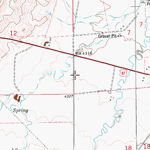 Topographic Map of 16N12E07CB__01 Spring, MT