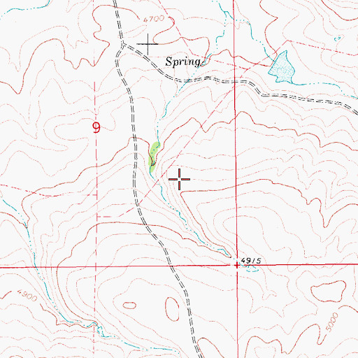 Topographic Map of 16N10E09DA__01 Spring, MT