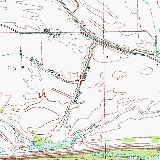 Topographic Map of Ditch Number 18, AR