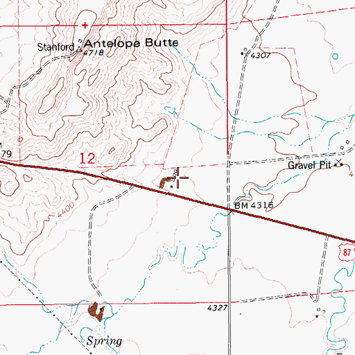 Topographic Map of 16N11E12AD__01 Well, MT