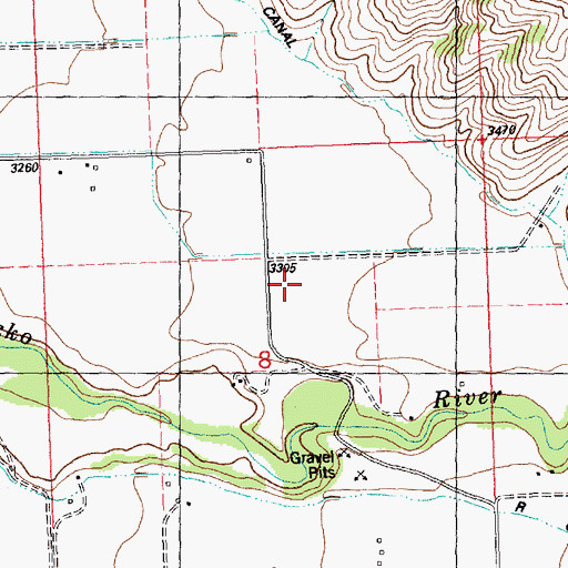 Topographic Map of 16N19W08ACBD01 Well, MT