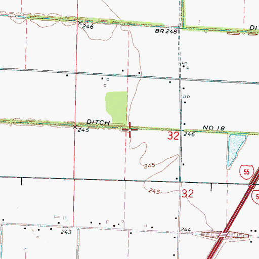 Topographic Map of Ditch Number 18, AR