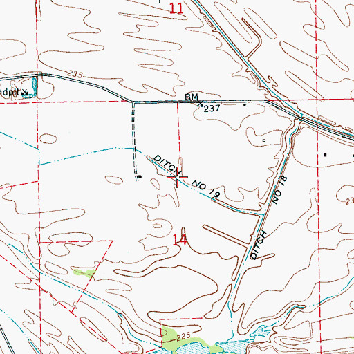 Topographic Map of Ditch Number 19, AR