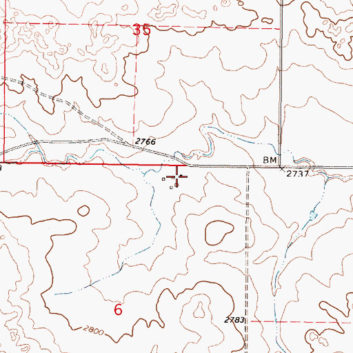 Topographic Map of 16N46E06AABB02 Well, MT