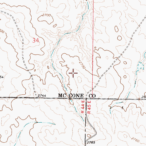 Topographic Map of 17N44E34DDBA01 Well, MT