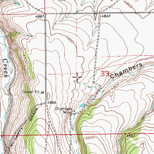 Topographic Map of 17N09E33CA__01 Spring, MT
