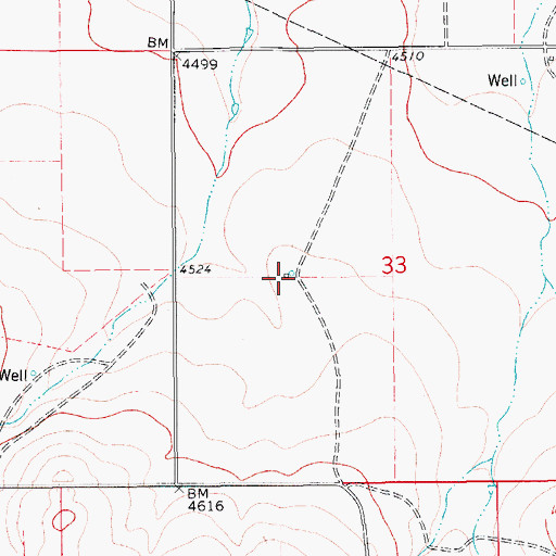 Topographic Map of 17N10E33CABB01 Well, MT