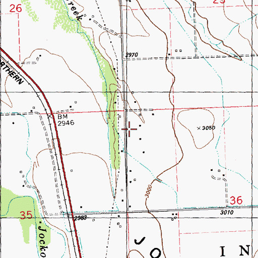 Topographic Map of 17N20W36BBBA01 Well, MT