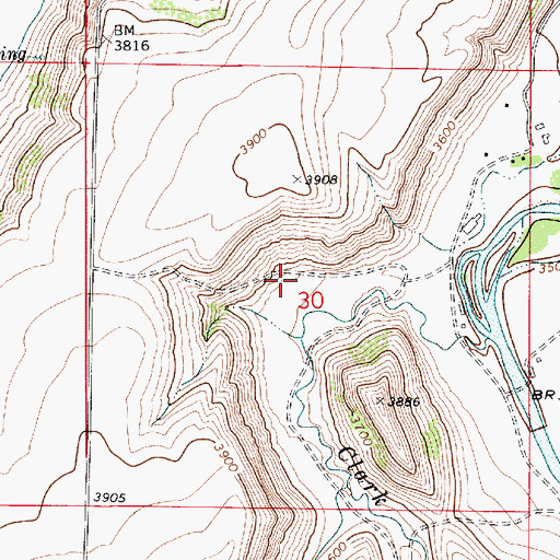 Topographic Map of 17N03E30____01 Well, MT