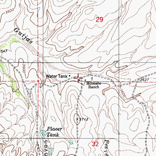 Topographic Map of Montano Ranch, AZ