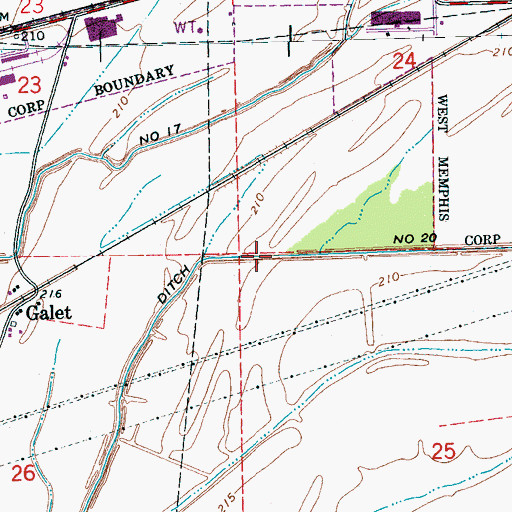 Topographic Map of Ditch Number 20, AR