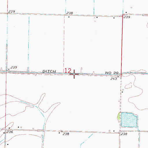 Topographic Map of Ditch Number 20, AR