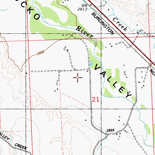 Topographic Map of 17N20W21BDA_01 Well, MT