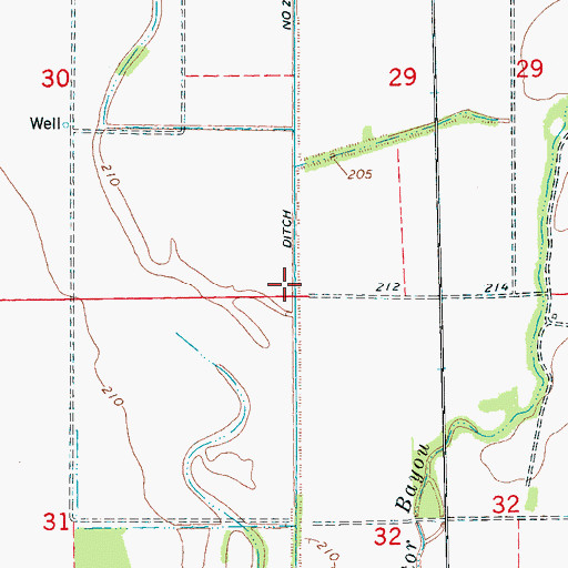 Topographic Map of Ditch Number 21, AR