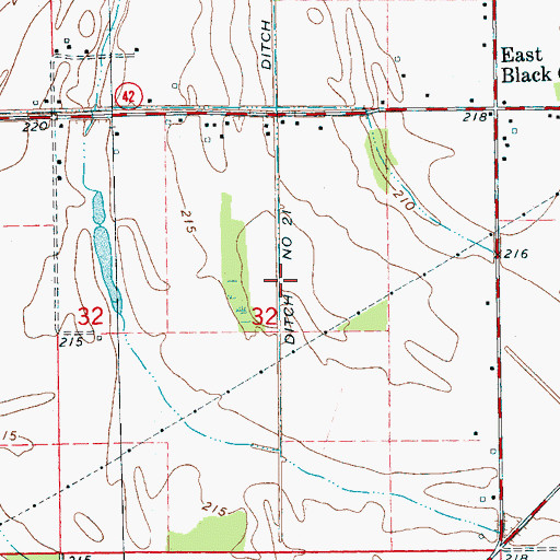 Topographic Map of Ditch Number 21, AR