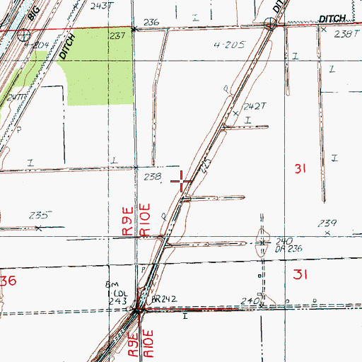 Topographic Map of Ditch Number 21, AR