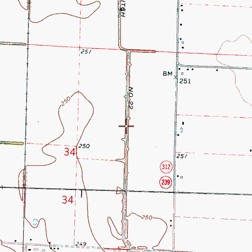 Topographic Map of Ditch Number 22, AR