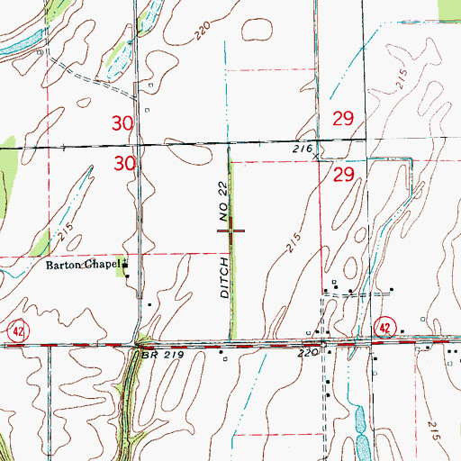 Topographic Map of Ditch Number 22, AR