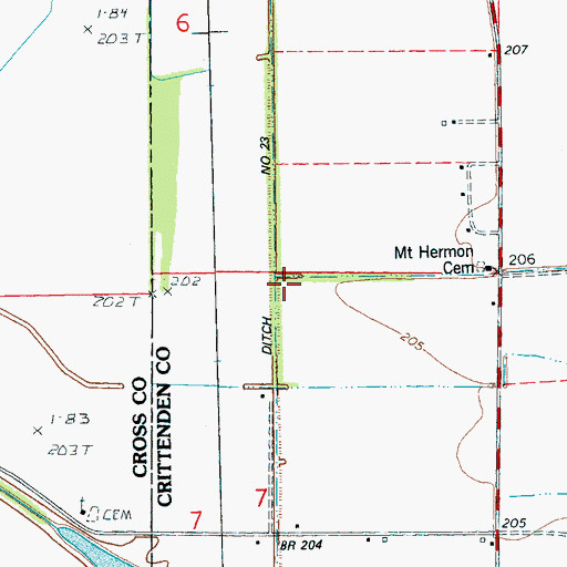 Topographic Map of Ditch Number 23, AR